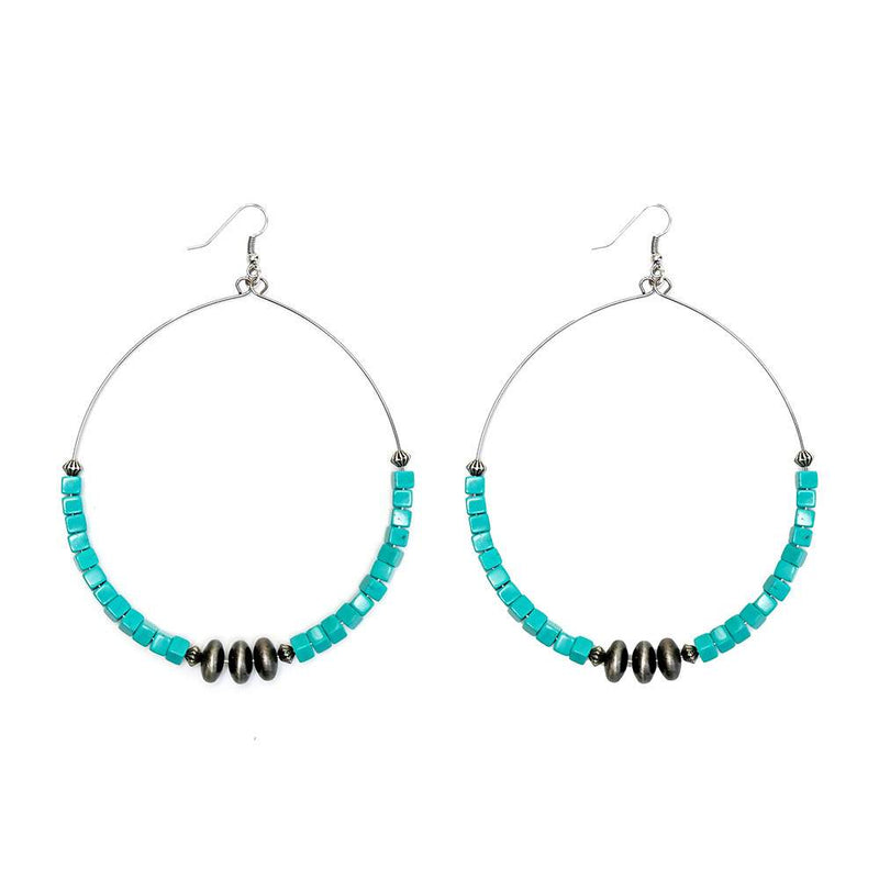 & Large Turquoise Beaded Hoop