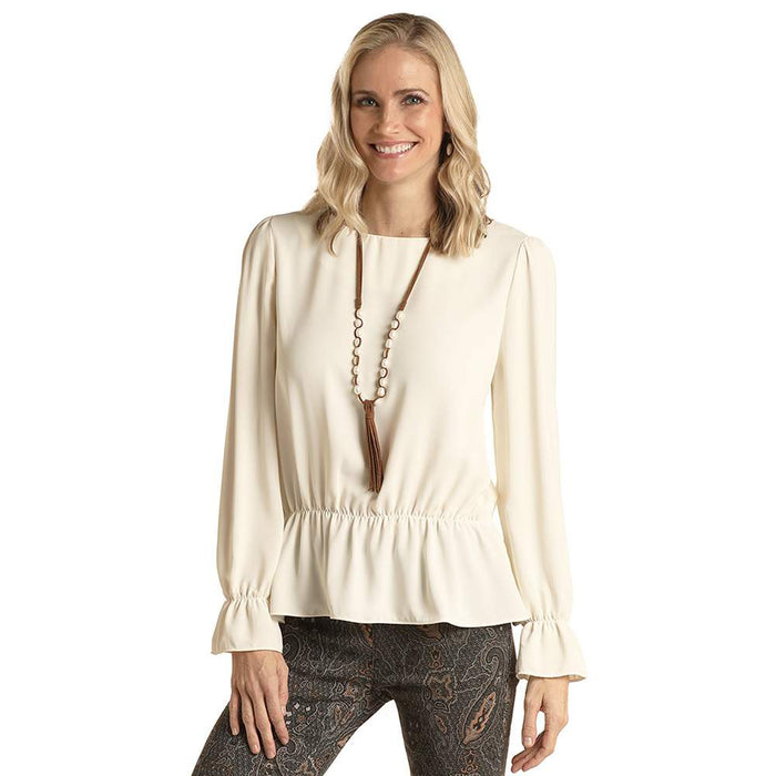 Women's Rock & Roll Solid Cream Blouse