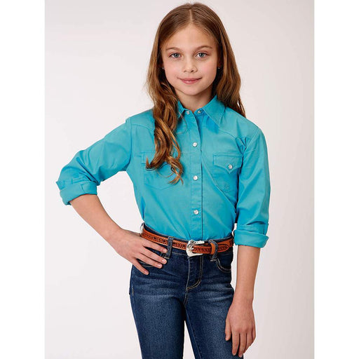 Turquoise Snap Western Denim Shirt