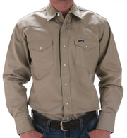 Men's Khaki Snap Work Shirt