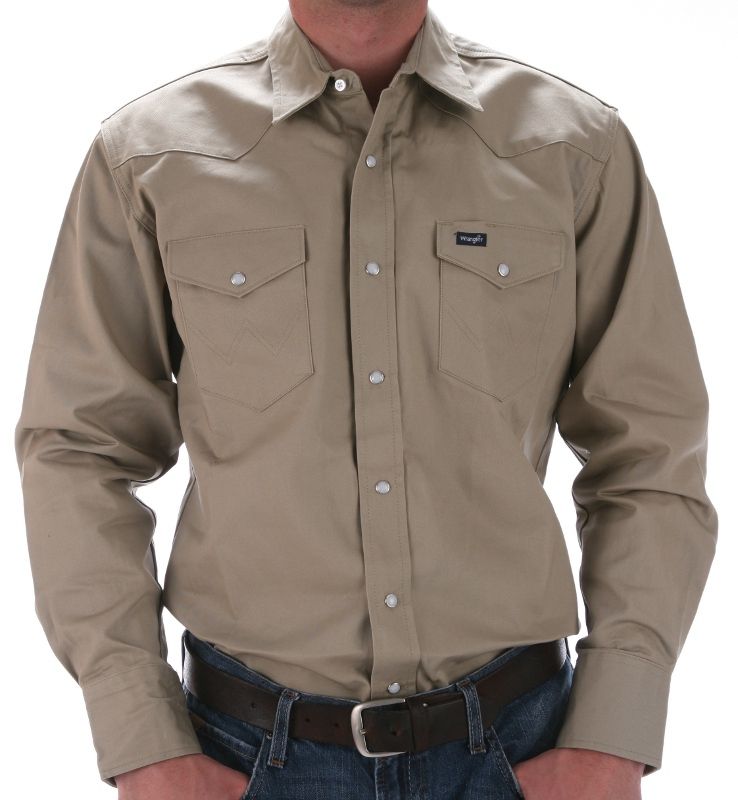 Men's Khaki Snap Work Shirt