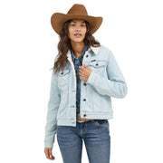Women's Retro Sherpa Lined Western Denim Jacket
