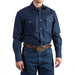 Men's Blue Cotton Twill Snap Work Shirt Long Sleeve