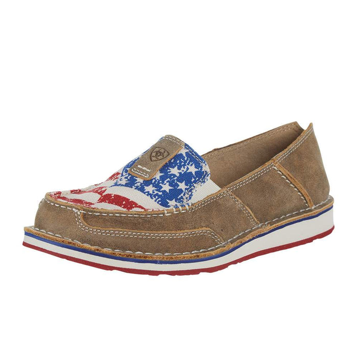 Womens Crusier Brown Bomber Distressed Flag Shoe