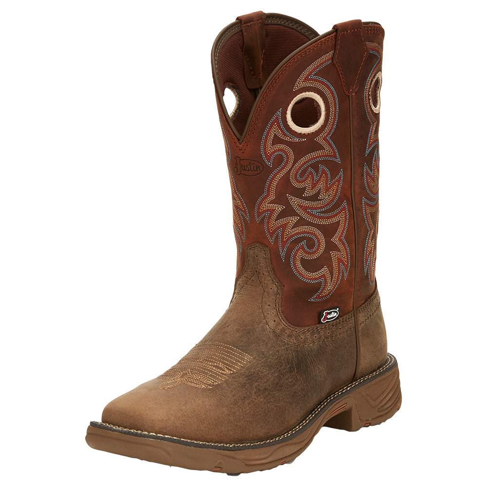 Justin Boot Company Men's Peanut Tan Water Buffalo 11in. Bronze Orange