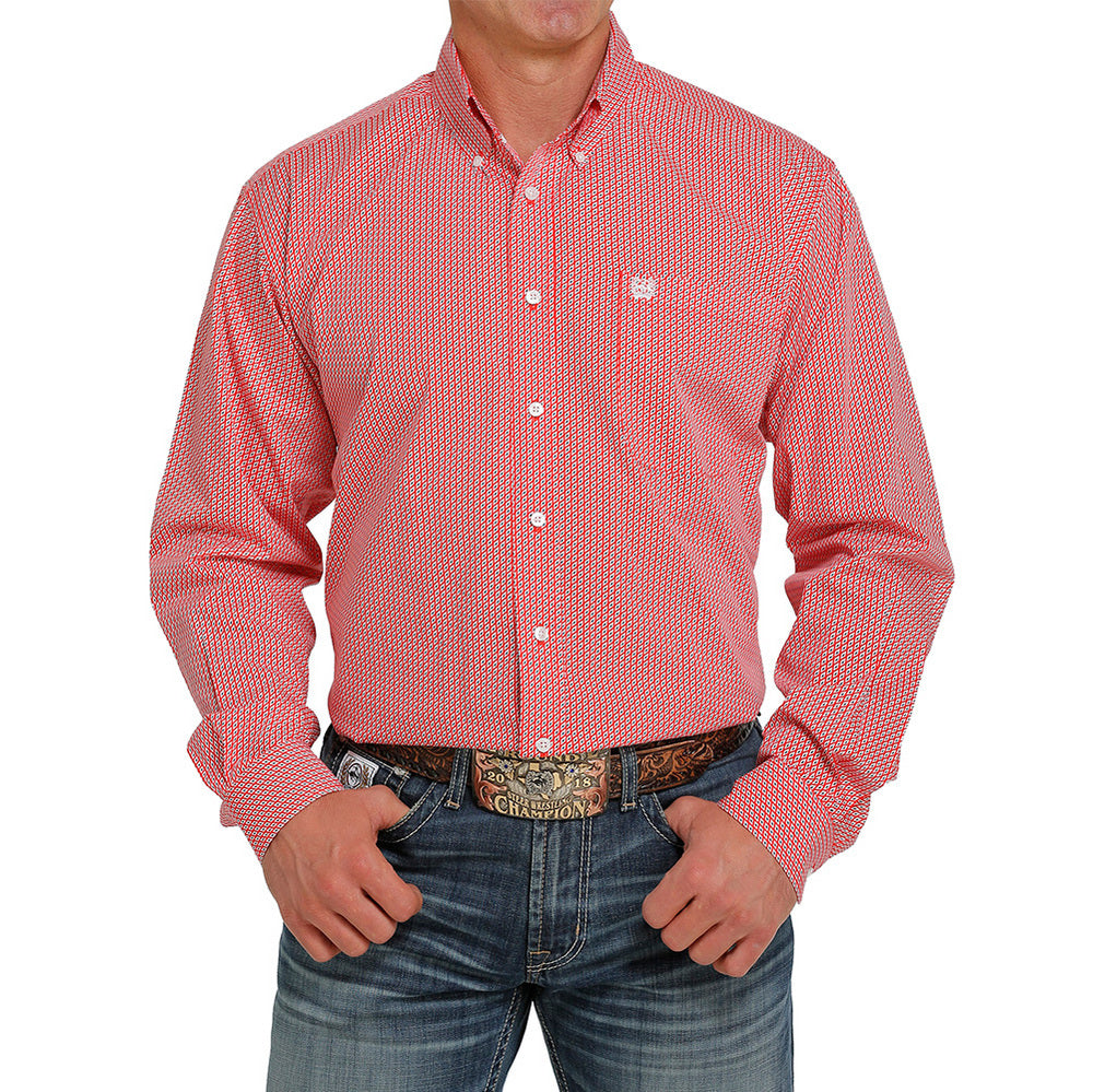 Cinch Men's Long Sleeve Solid Button Down Shirt - Pink - M