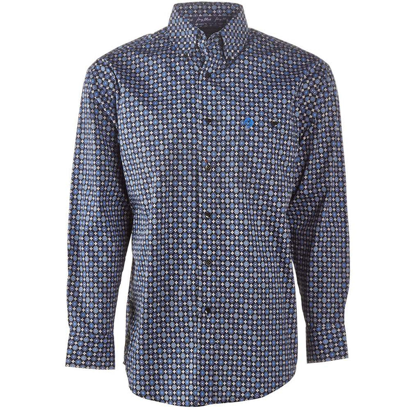 Men's George Strait Blue Printed Button-Down Western Shirt