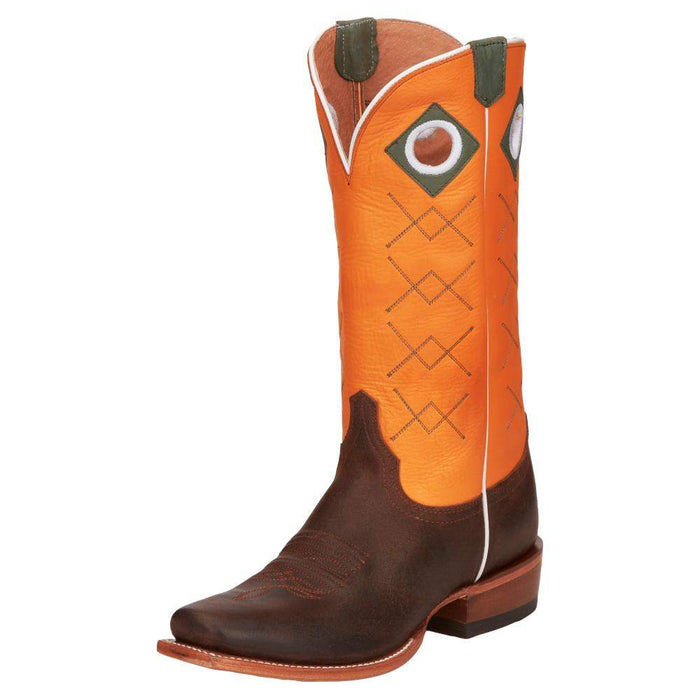 Mens Billet Brown 13in Sunrise Orange Cowhide Top Boot