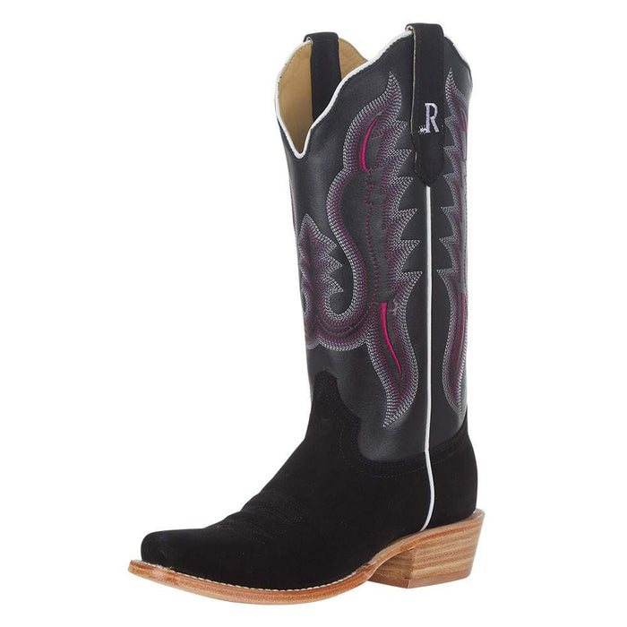 R Womens Black Roughout 13in Black Boot