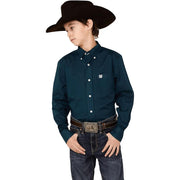 Boy's Match Dad Solid Button Down Western Shirt