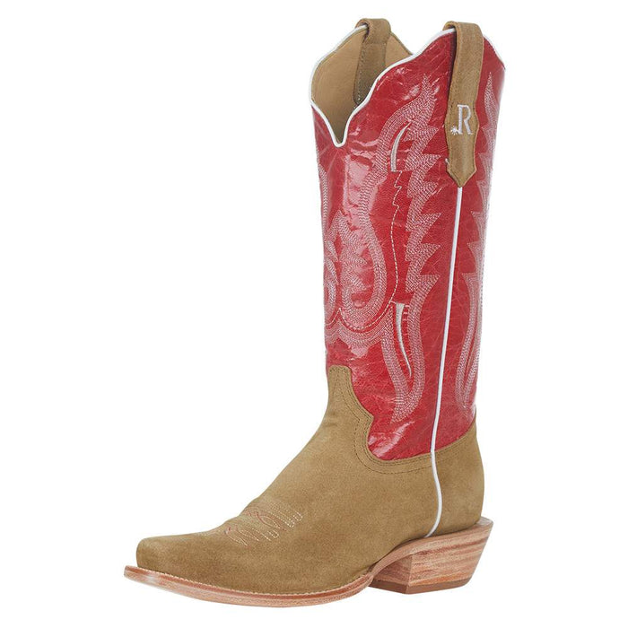 R Womens Sand Roughout 13in Red Top Boot