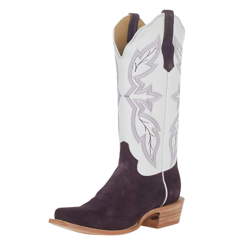 R Watson Women's Plum Roughout 13in White Top Boot