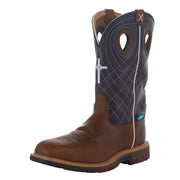 Womens Brown 11in Navy Alloy Toe Work Boot