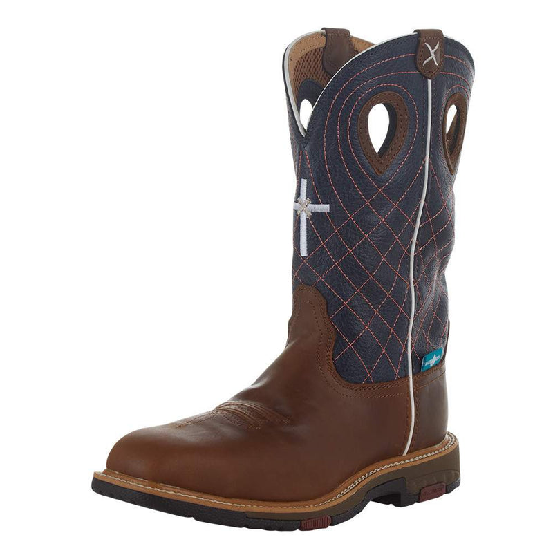 Womens Brown 11in Navy Alloy Toe Work Boot