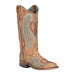 Womens Tan Heart and Wing Square Toe Boot