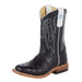 Kid's Black Impostrich Goat Top Cowboy Boot