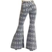 Women's N High Rise Printed Flare Jeans