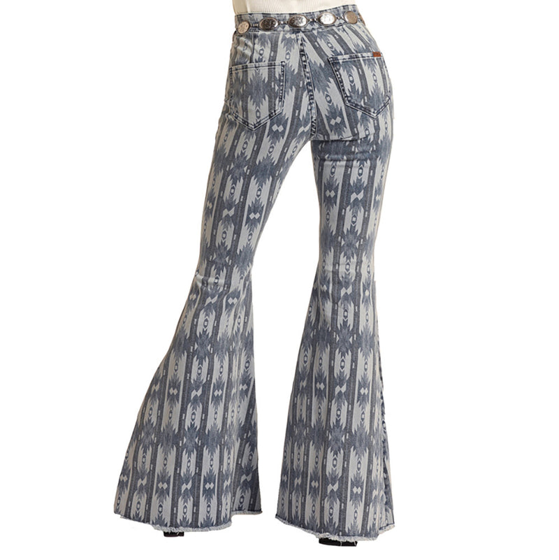 Women's N High Rise Printed Flare Jeans