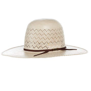 AHC 6200 Fancy Weave Fancy Vent Ivory and Tan 4 1/4" Brim Round Oval Open Crown Cowboy Hat