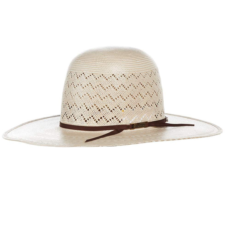 AHC 6200 Fancy Weave Fancy Vent Ivory and Tan 4 1/4" Brim Round Oval Open Crown Cowboy Hat