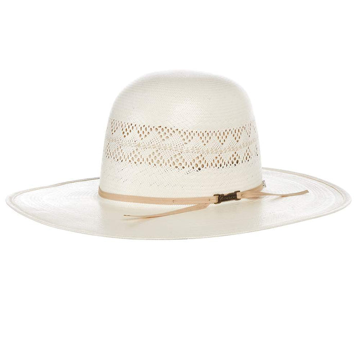 AHC 6800 Fancy Vent Solid Ivory With Tan Line 4 1/4" Brim Round Oval Open Crown Cowboy Hat