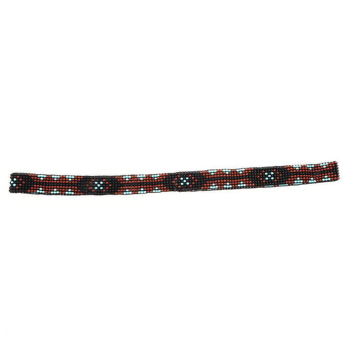 5/8" Beaded Stretch Diamond Red/Turquoise Hat Band