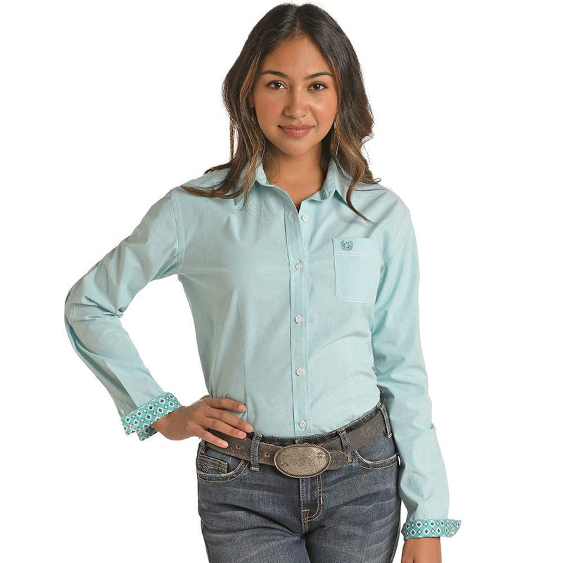 Women's Rough Stock by Panhandle Turquoise Stripe Shirt