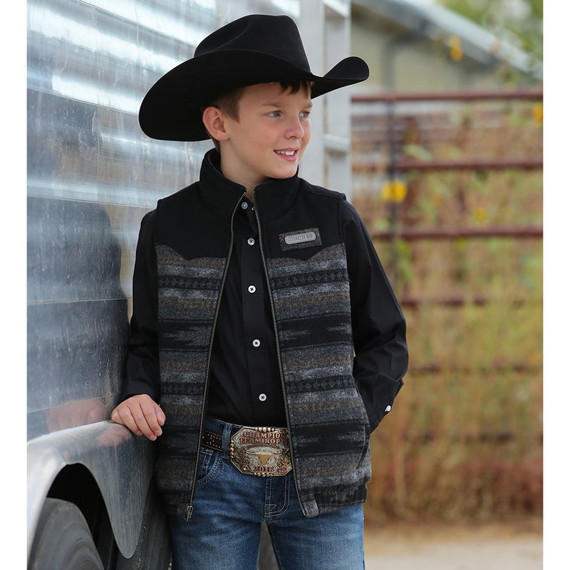 Boy's Poly Wool Color Blocked Vest