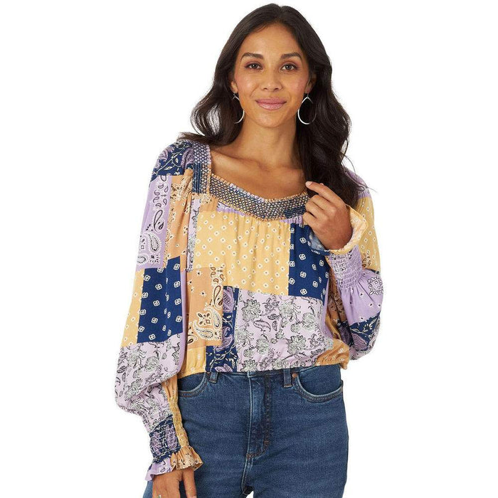Women's Patchwork Square Neck Top