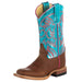 Kids Crazy horse with Metallic Turquoise Top Boot
