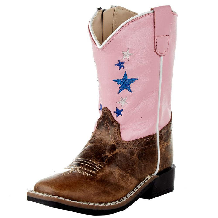 Toddlers Cactus Brown Foot Pink Star Shaft Boot