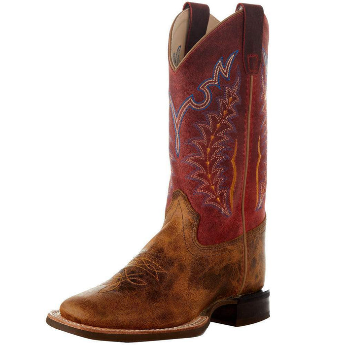 Youth Burnt Brown Red Shaft Square Toe Cowboy Boot