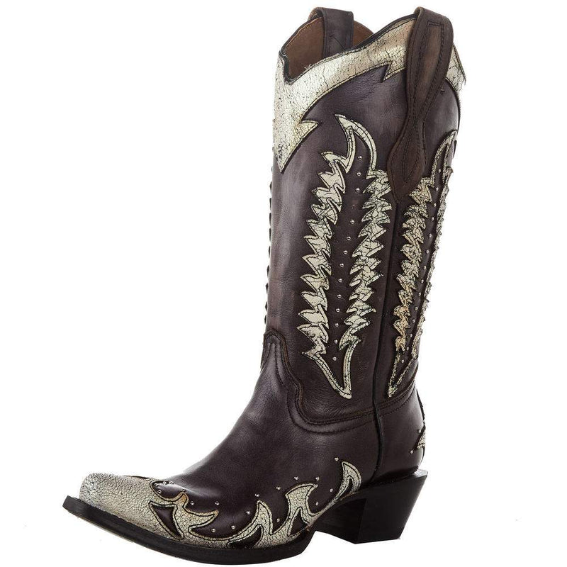 Women`s Black Bone Overlay 13" Boot