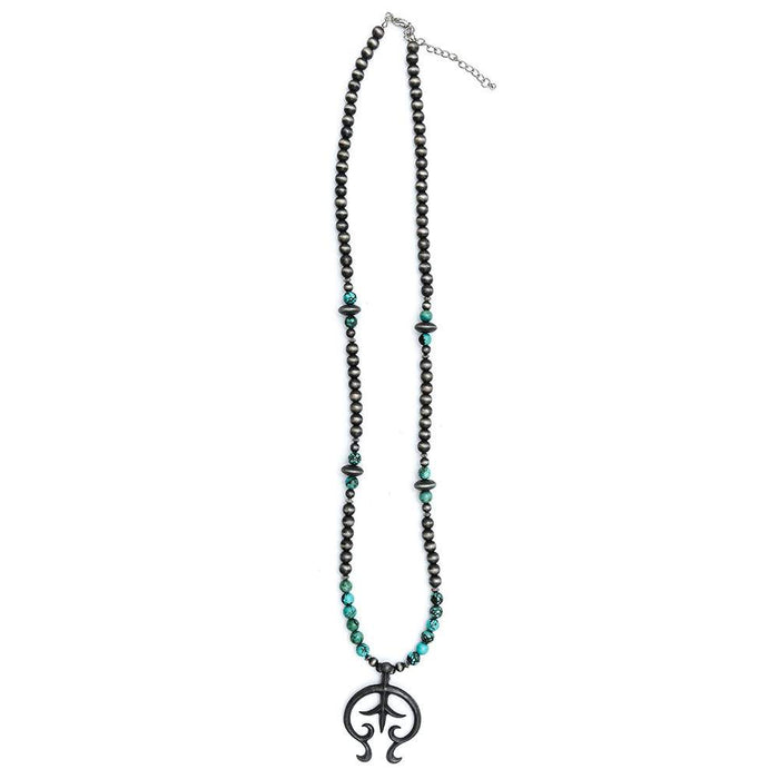 & Long Beaded Neckalce with Naja Charm