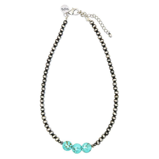& Faux Navajo Pearl Necklace with Turquoise Bead Accent