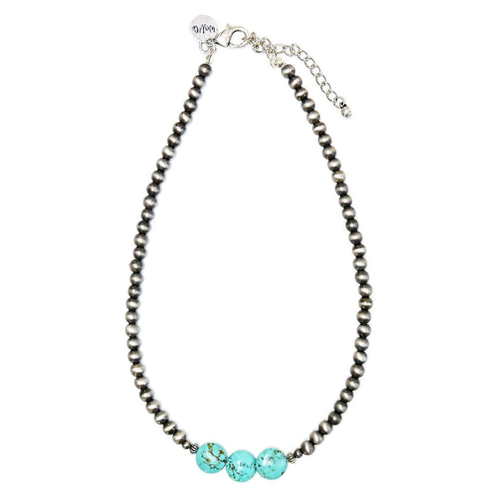 & Faux Navajo Pearl Necklace with Turquoise Bead Accent