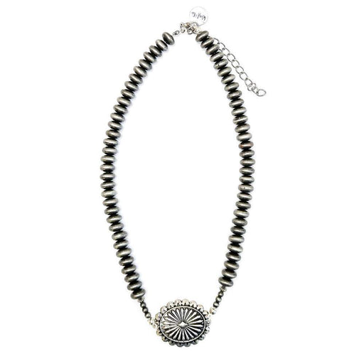 & Faux Navajo Pearl Disc Bead Necklace with Concho Accent