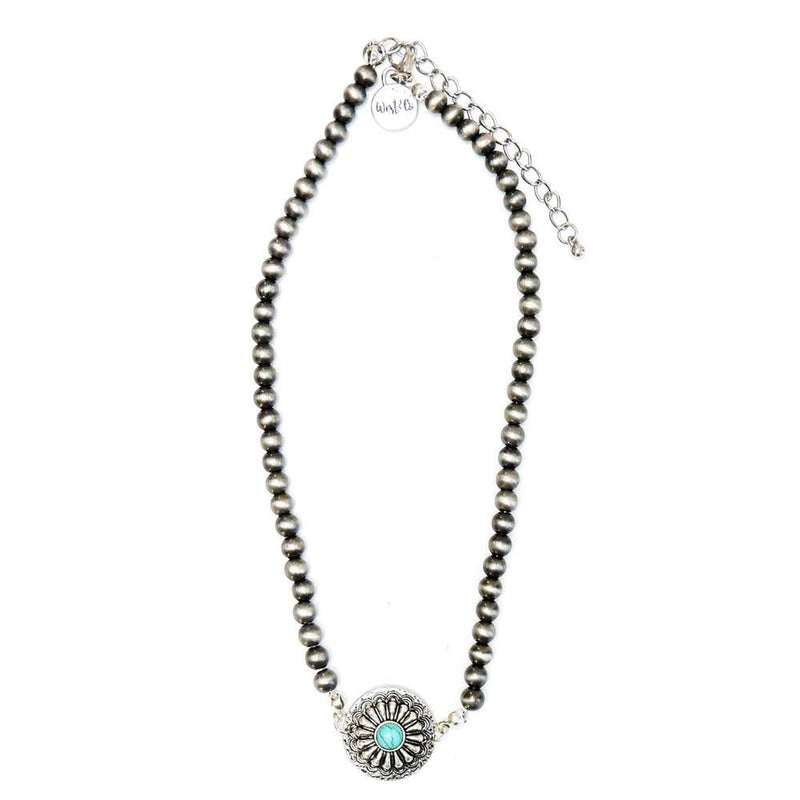 & Faux Navajo Pearl Choker with Turquoise Concho Accent