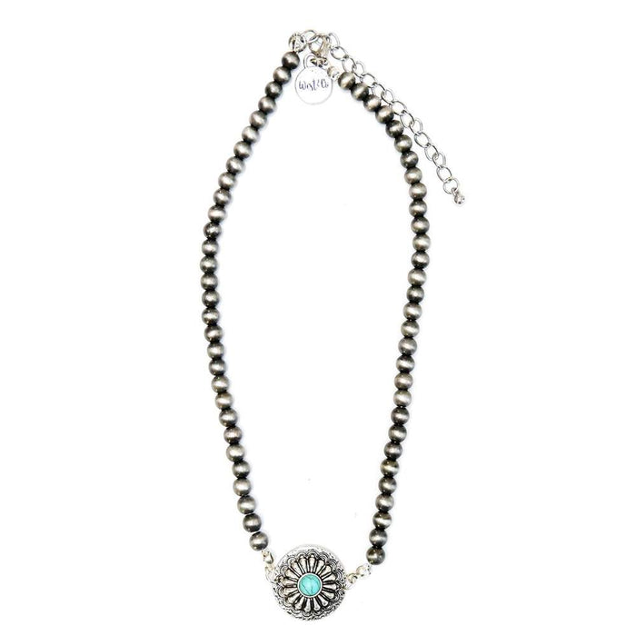 & Faux Navajo Pearl Choker with Turquoise Concho Accent