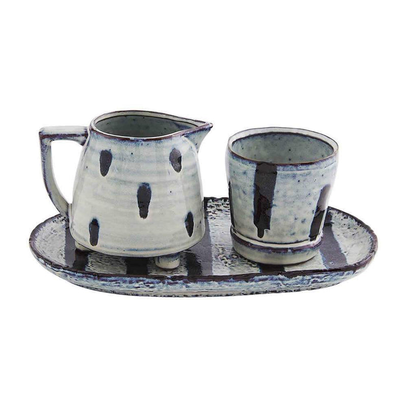 Mud Pie Black/White Cream/Sugar Set