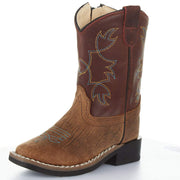 Toddler's Burnt Red Waxy Top and Brown Bull Hide Foot Boot