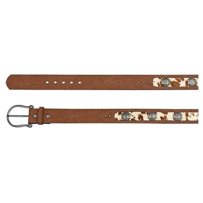 Women's Catchfly Hair-On Hide Inlay Belt with Conchos