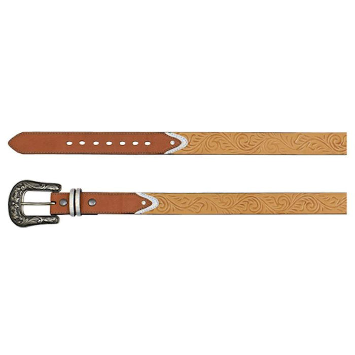 Girl's Catchfly Tan Belt with Tooled Pattern