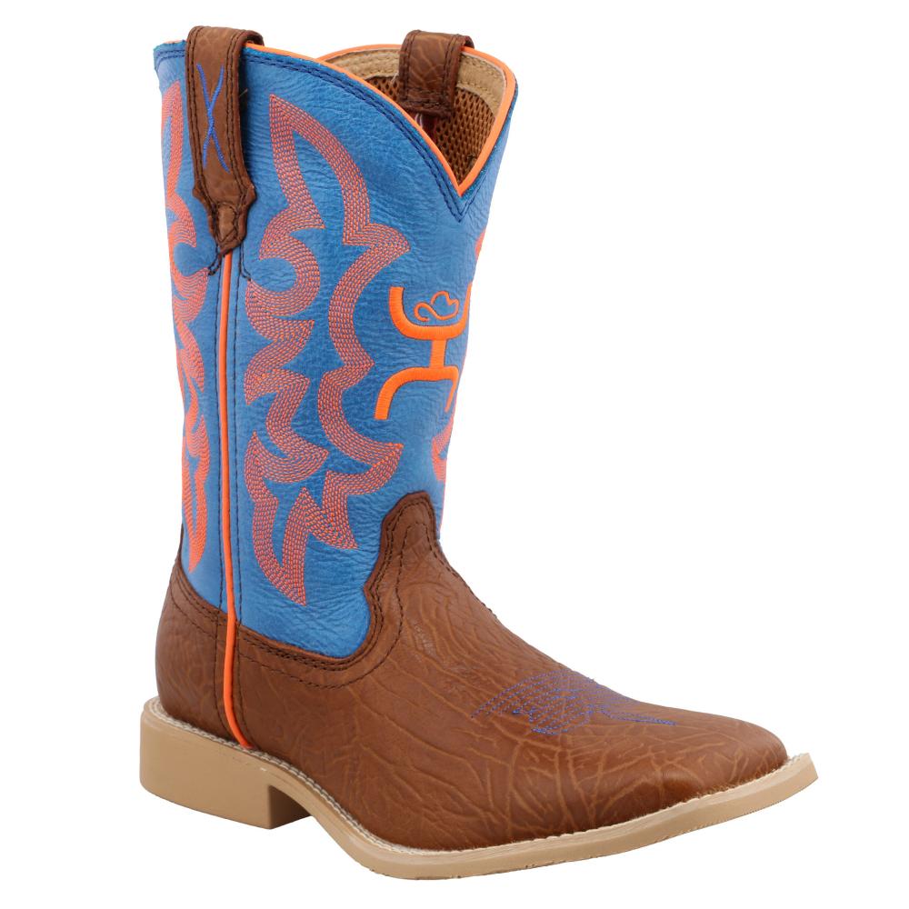 Twisted X Youth Hooey Cognac Shoulder With Neon Top Cowboy Boots