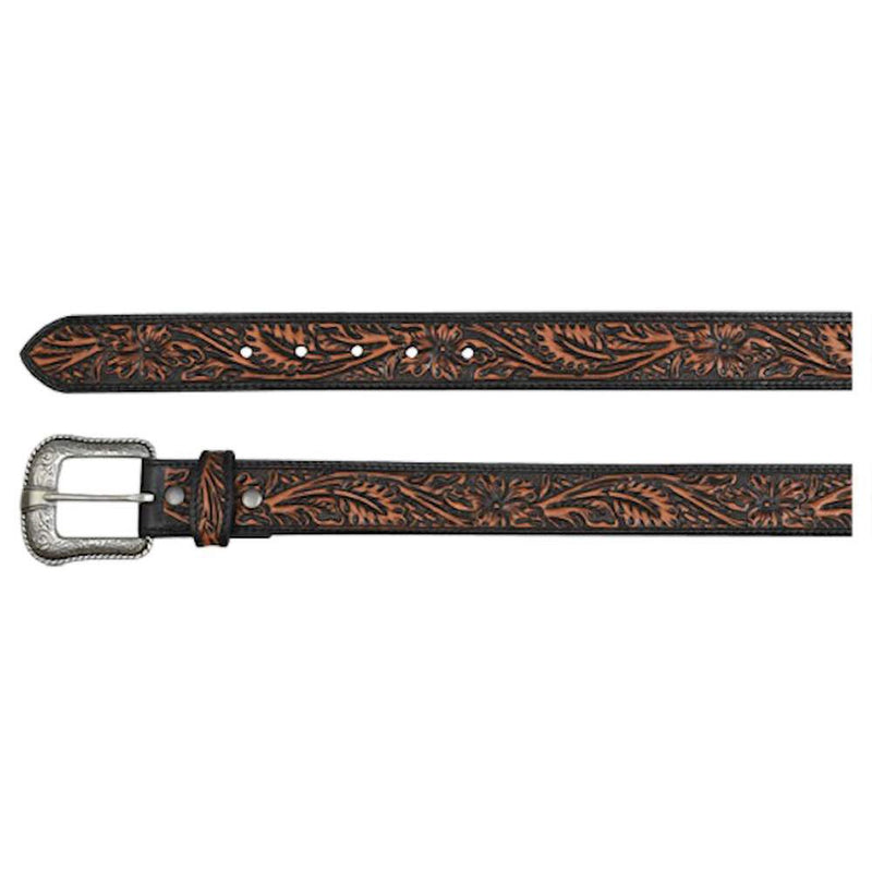 Men's JP West Tooled Belt with Black Accents
