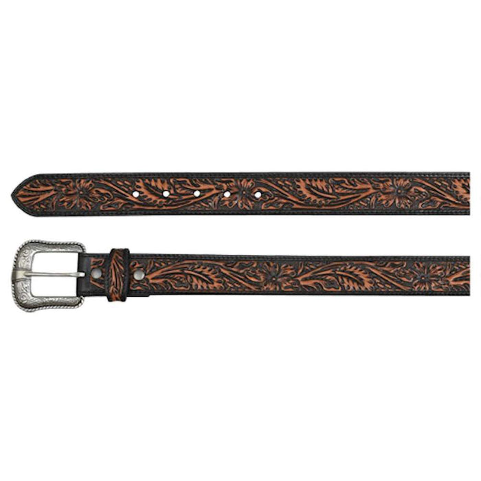 Men's JP West Tooled Belt with Black Accents