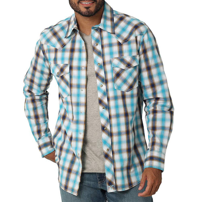 Men's 20X Advanced Comfort Blue Plaid Long Sleeve Snap Shirt