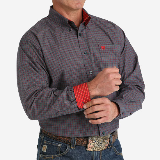 Cinch Men's Navy Check Button Down Shirt