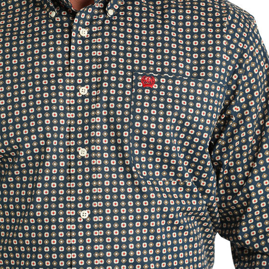 Cinch Men's Navy Print Button Down Shirt