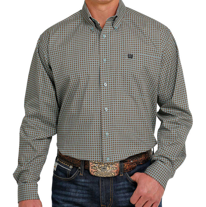 Men's Cinch Long Sleeve Blue Multi Print Button Down Shirt